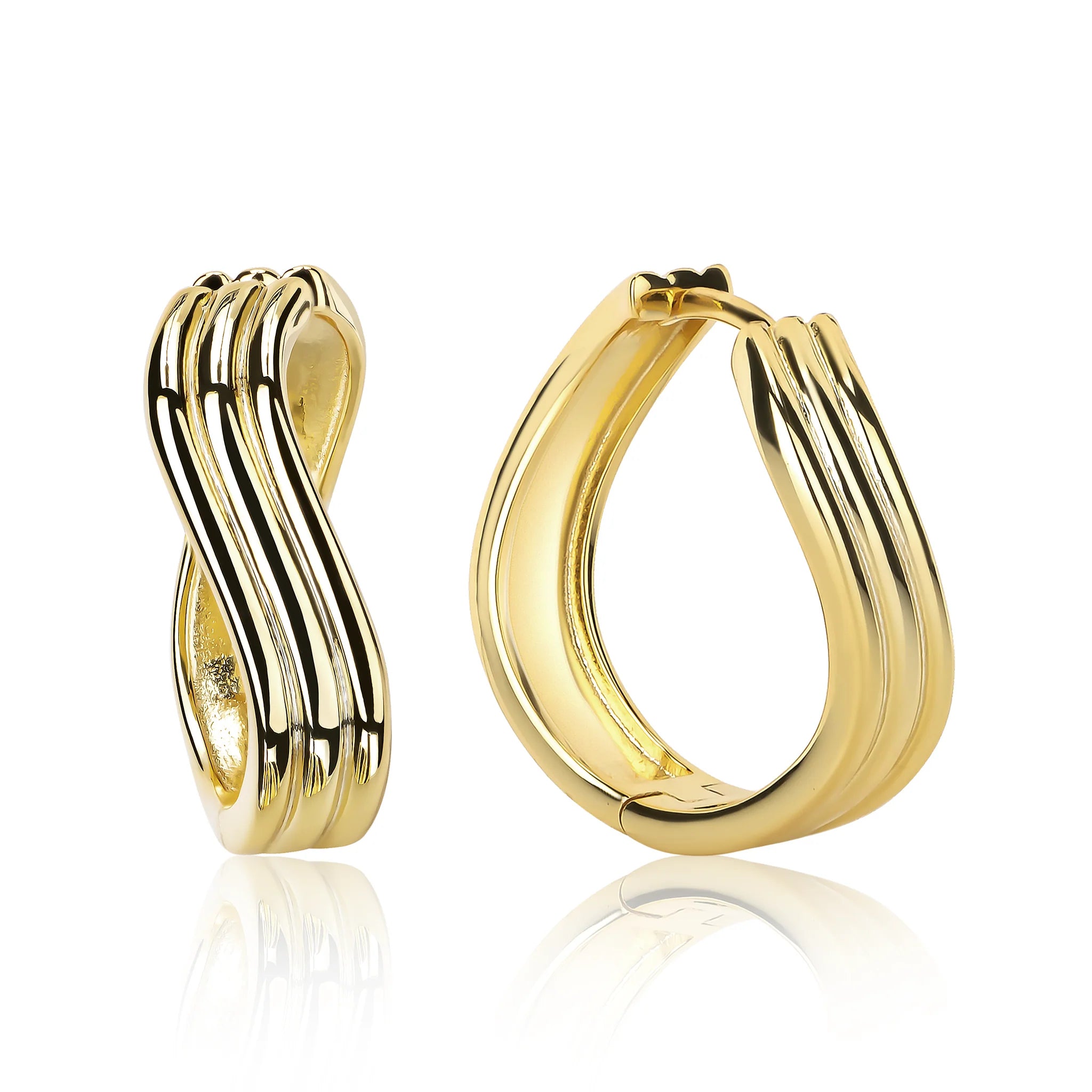 Lola Triple Ridged Hoop Earrings E328