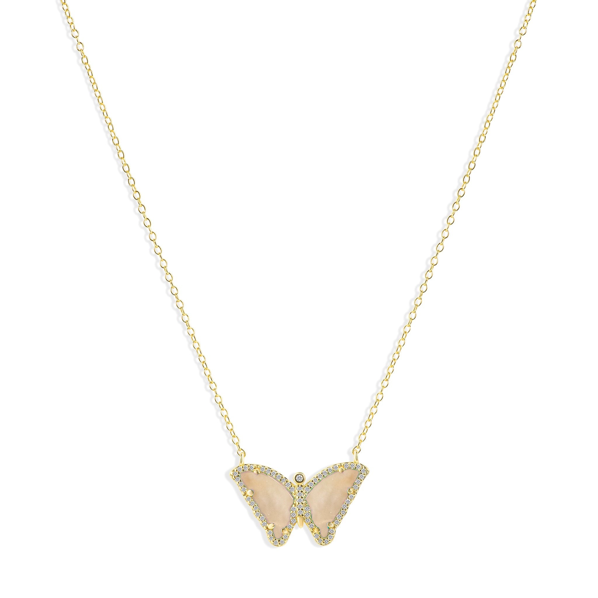 Paloma Butterfly Mother Of Pearl Necklace N430